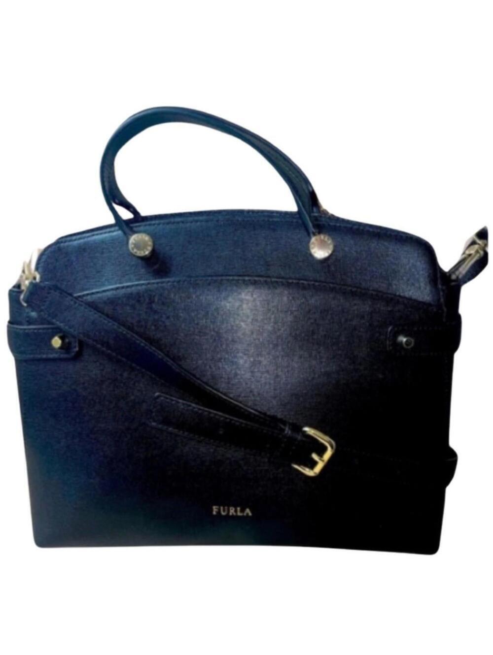 FURLA Agata Black Saffiano Leather Crossbody Handbag